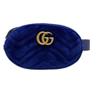 GUCCI GG Marmont Blue Velour Leather Bum Bag bran626-101825